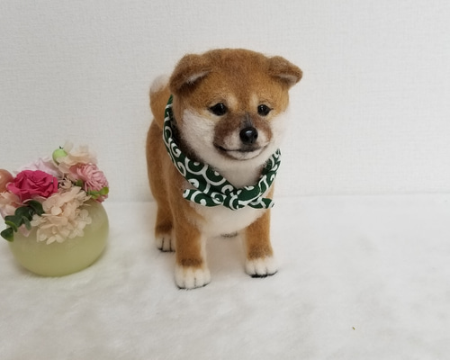 羊毛フェルト　柴犬　子犬 羊毛フェルト豆柴 柴犬子犬 完成品 羊毛フェルト SweetDog ふぅ