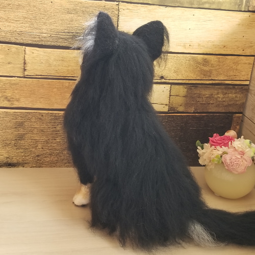 羊毛フェルト チワワちゃん ブラックタン チワワ完成品 羊毛フェルト