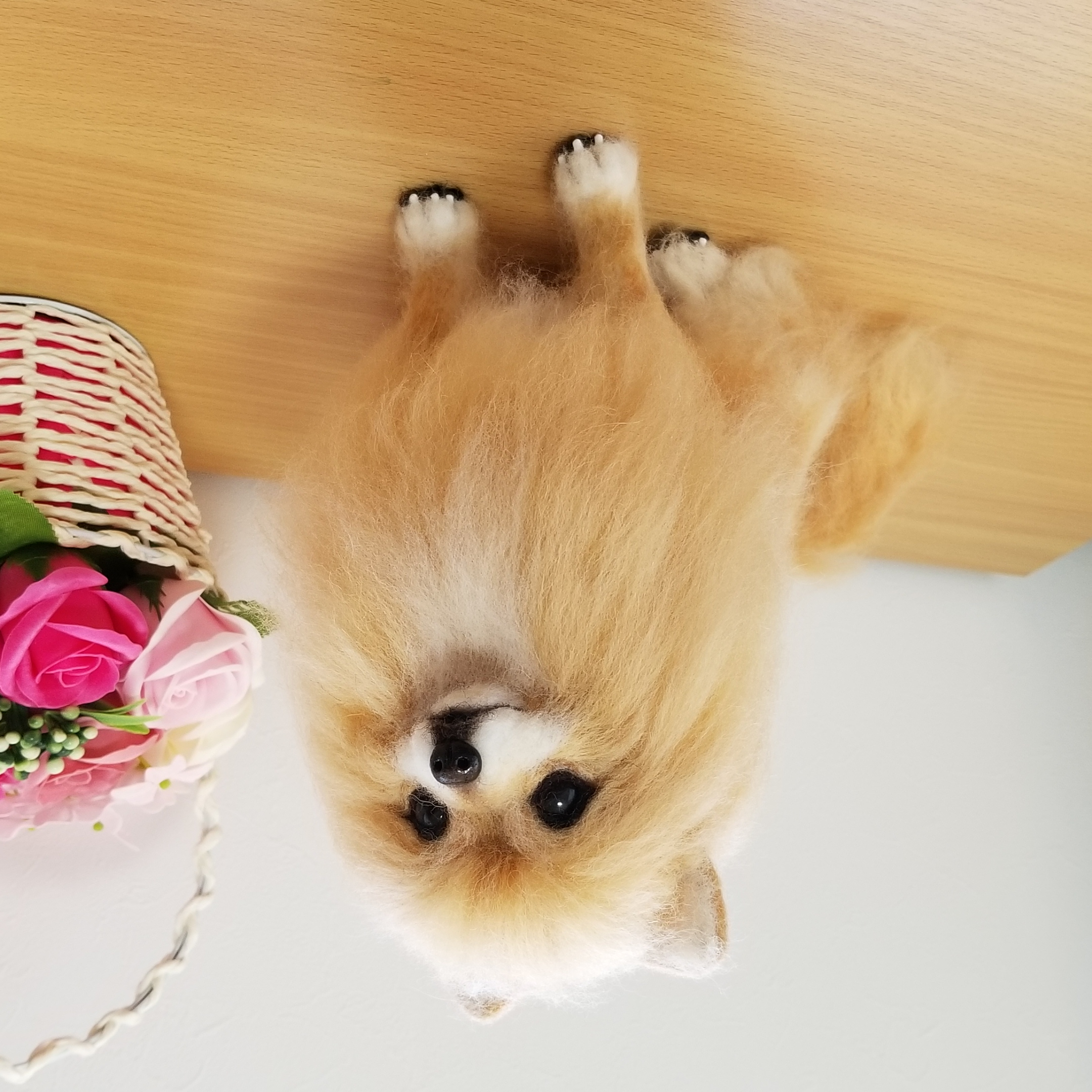 ハンドメイド　羊毛フェルト　犬　ポメラニアン　  28cm