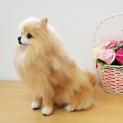 羊毛フェルト ポメラニアン 完成品 羊毛フェルト SweetDog ふぅ 通販