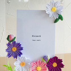 つまみ細工　可愛いコスモスのフォトフレーム透明タイプ蕾&紫ver   写真立て　結婚式　プレゼント　七五三 2枚目の画像