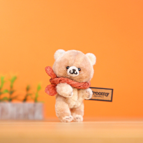 Proomy オレンジラテクマさん ミニチュア テディベア インテリア 雑貨 