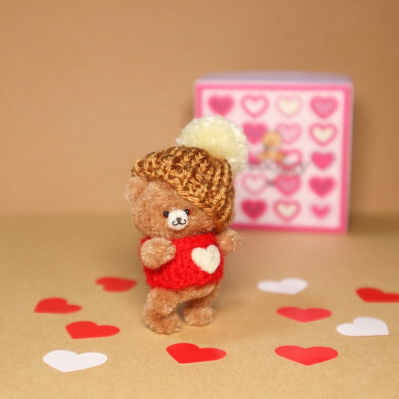 Proomy ハニーチョコクマさん バレンタイン ミニチュア テディベア インテリア 雑貨 2枚目の画像