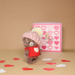 Proomy いちごチョコクマさん バレンタイン ミニチュア テディベア インテリア 雑貨 2枚目の画像