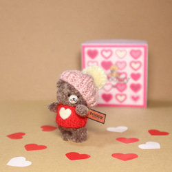 Proomy いちごチョコクマさん バレンタイン ミニチュア テディベア インテリア 雑貨 3枚目の画像