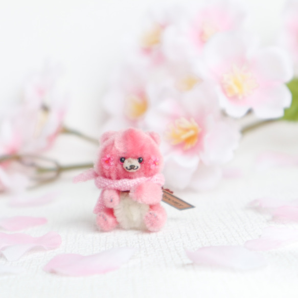 Proomy 桜クマさん ミルク ミニチュア テディベア 春 2枚目の画像