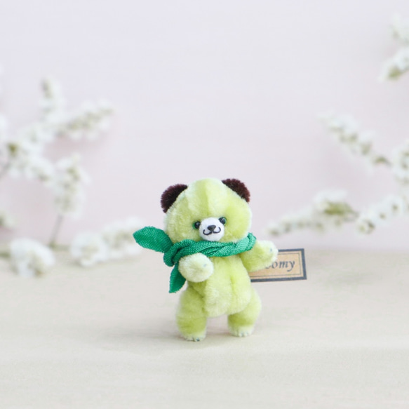 Proomy メロン色の赤ちゃんクマさん ミニチュア テディベア インテリア 雑貨 2枚目の画像
