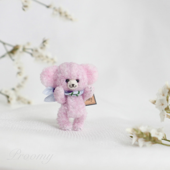 Proomy ライラック色の赤ちゃんチーキークマさん ミニチュア テディベア インテリア 1枚目の画像