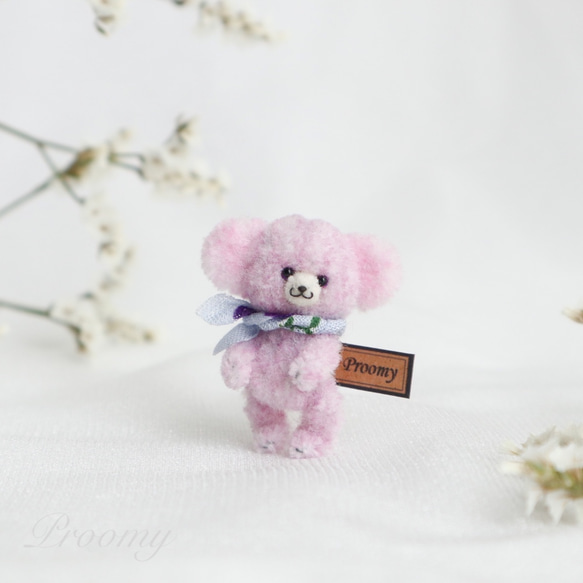 Proomy ライラック色の赤ちゃんチーキークマさん ミニチュア テディベア インテリア 2枚目の画像