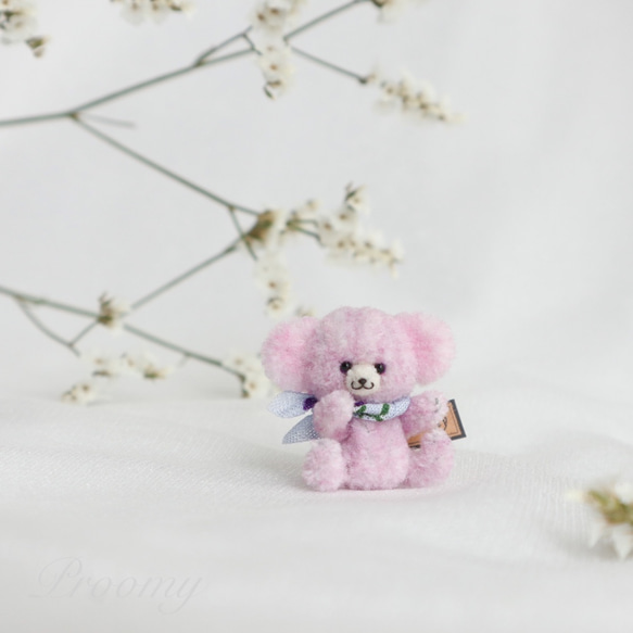 Proomy ライラック色の赤ちゃんチーキークマさん ミニチュア テディベア インテリア 3枚目の画像
