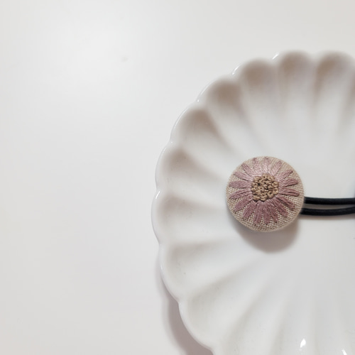 刺繍くるみボタンヘアゴム リバティくるみボタンヘアゴム 22mm