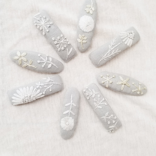 お花 編み刺繍 パッチンピン ベビーヘアクリップ ヘアピン ヘアアクセサリー 花刺繍ヘアクリップヘアピン手作り刺繍ビーズパッチンピン