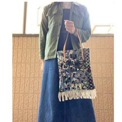 【atelier chimie】 bag /Italian fabric/ベージュ革トート 1枚目の画像