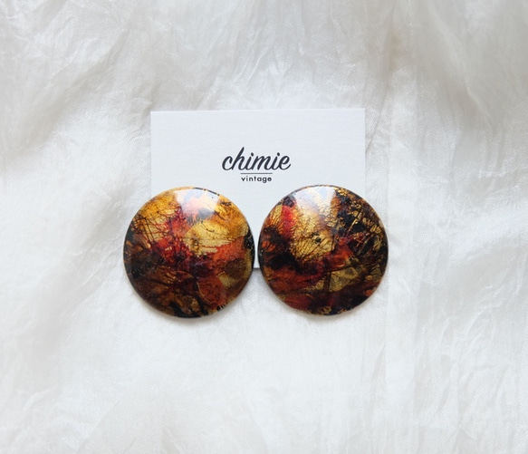 【SALE】【 chimie vintage-938】ヴィンテージテキスタイルイヤリング・ピアス 1枚目の画像