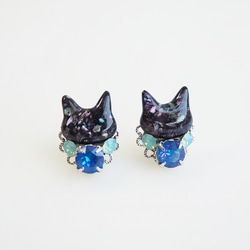 ◇ロゼ◇黒猫とビジューが輝くピアス/イヤリング ピアス（その他） 星