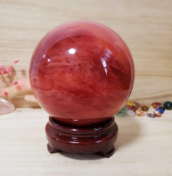 100mm☆1.25Kg】☆赤の水晶玉☆天然石 原石 その他インテリア