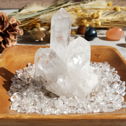 水晶クラスター/ヒマラヤ産さざれ石 100g/アカシアの皿のセット その他