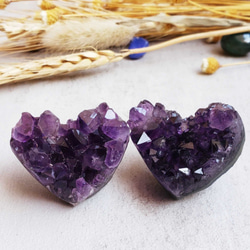 アメジスト 原石 天然石 紫水晶 ハット形　2点セット 1枚目の画像