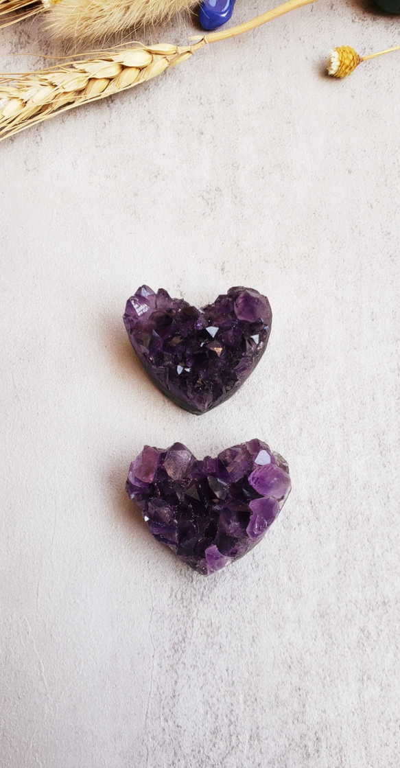 アメジスト 原石 天然石 紫水晶 ハット形　2点セット 6枚目の画像