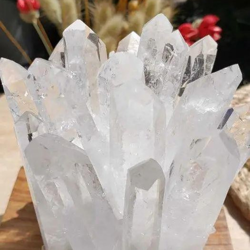 水晶 クラスター ２個セット 水晶クラスター400g/ヒマラヤ産さざれ石 100g/アカシアの皿のセット