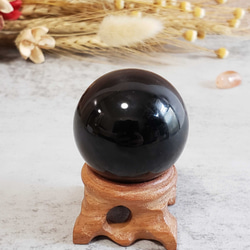 【40mm玉 台付き】モリオン 丸玉 高品質 天然 黒水晶球 3枚目の画像