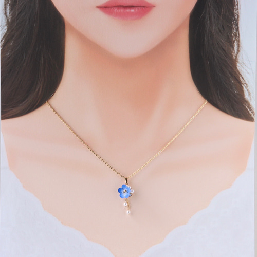 ネモフィラひと粒＊ネックレス(青) ネックレス・ペンダント
