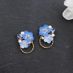 Nemophila bijou*ring 耳環/耳環（藍色、花、禮物） 第10張的照片