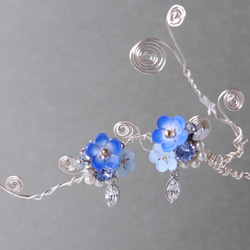 Nemophila 和閃閃發光的珠寶耳環/耳環，花朵，藍色，禮物 第10張的照片