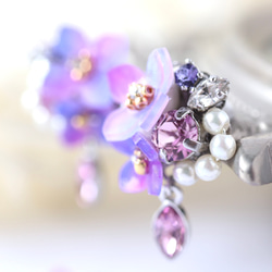 繡球花和閃閃發光的寶石耳環/耳環花、禮物 第2張的照片