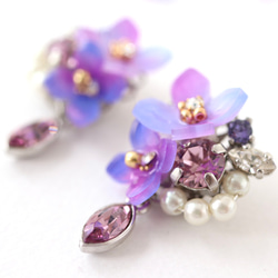 繡球花和閃閃發光的寶石耳環/耳環花、禮物 第7張的照片