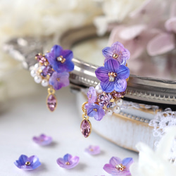 桔梗ときらめくbijouのピアス／イヤリング（右耳）+イヤーカフ（左耳