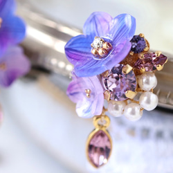 風鈴草和閃閃發光的珠寶耳環/耳環，鮮花，紫色，禮物 第3張的照片