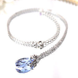 《禮物套裝》浪田葵*耳環/耳環項鍊套裝（Kiwa水晶、藍色、藍色、花朵） 第9張的照片
