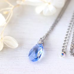 藍色之淚*項鍊（Kiwa水晶、藍色、藍色、花朵、項鍊） 第7張的照片