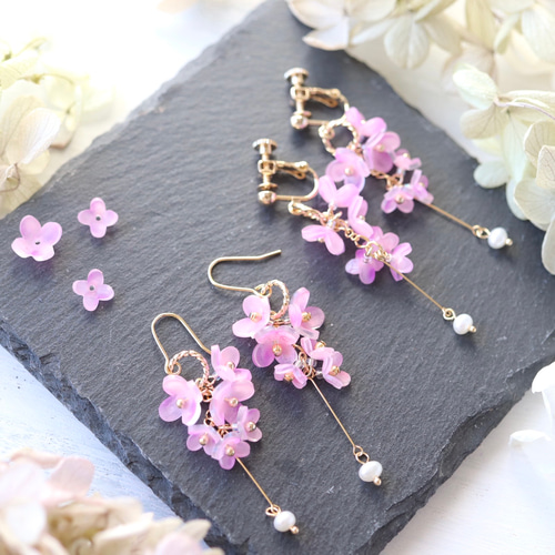 ✡『お花モチーフシャラシャラピアス』春 切り立っ フラワー 