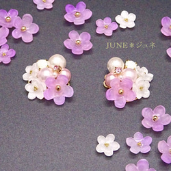 大量的薰衣草花、棉珍珠 * Bijou 耳環和耳環 第2張的照片