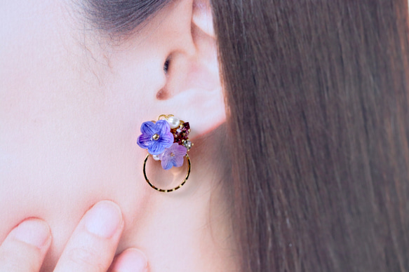 桔梗とbijou*輪っかのピアス／イヤリング 3枚目の画像
