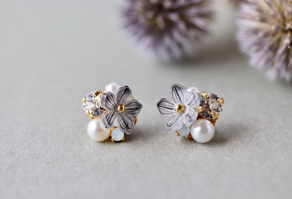 く日はお得♪ グレースモーキーカラー花、bijou*ピアス／イヤリング ピアス ピアス