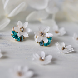 可愛的花朵，施華洛世奇珠寶耳環/耳環 第4張的照片