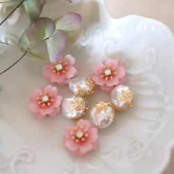 櫻花和巴洛克珍珠耳環/耳環 第7張的照片