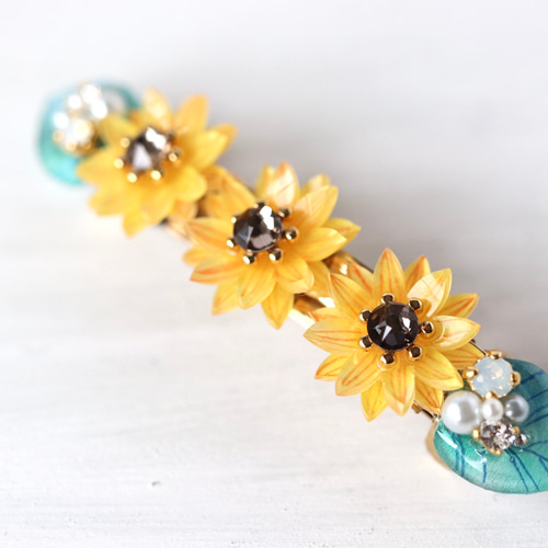 ♡展示品♡ひまわり　バレッタ　レジン　ハンドメイド　押し花 ♡展示品♡ひまわりバレッタレジンハンドメイド押し花