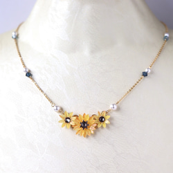 向日葵水晶珍珠項鍊（向日葵、向日葵） 第1張的照片