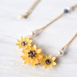 向日葵水晶珍珠項鍊（向日葵、向日葵） 第2張的照片