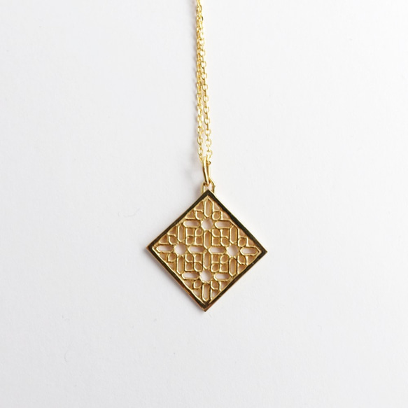 シルバー ゴールド ネックレス 幾何学模様
