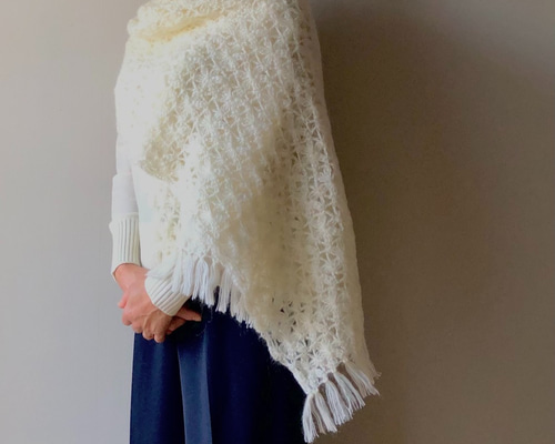 【Masaki Kyoko】大判ショール　モヘア新品 Masaki Kyoko】大判ショールモヘア新品