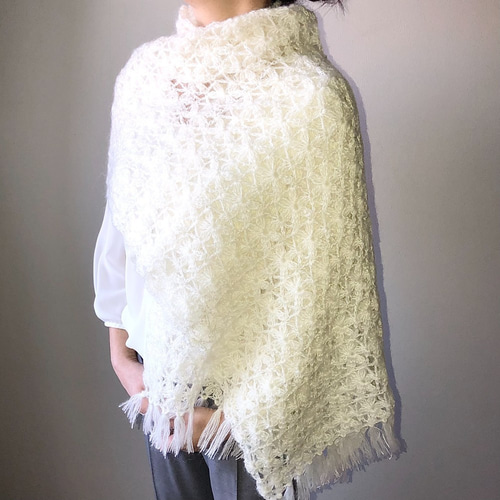 未使用★手編み/crochet★ホワイトショール 掲載数90点！手編み好きなら買わないと！一生モノのかぎ針編みの巻き