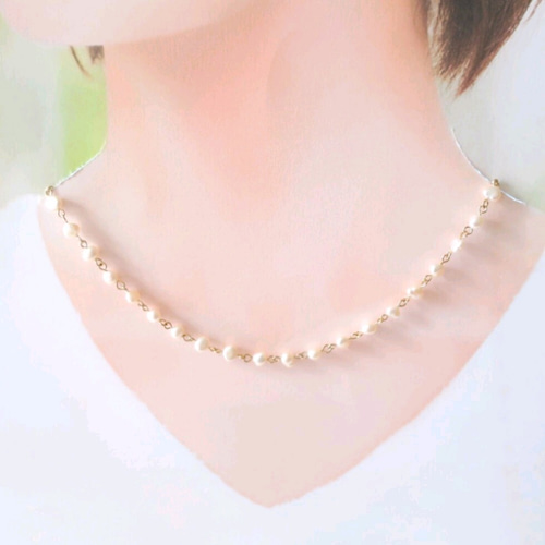 淡水パールダブルシャインのビーズチェーンネックレス　♯8 SALE 30%OFF】淡水パールダブルシャインのビーズチェーン
