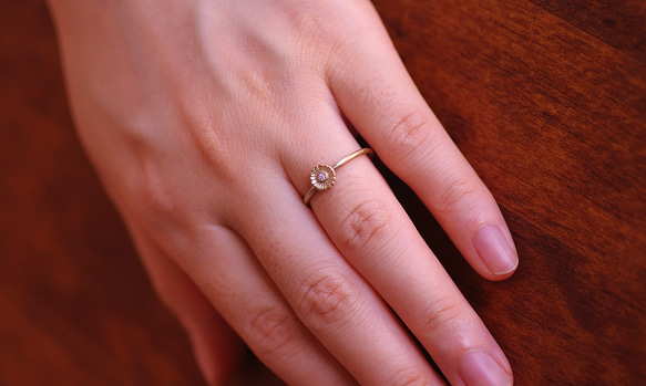 ガーベラの指輪（K10 ダイヤ） 5枚目の画像