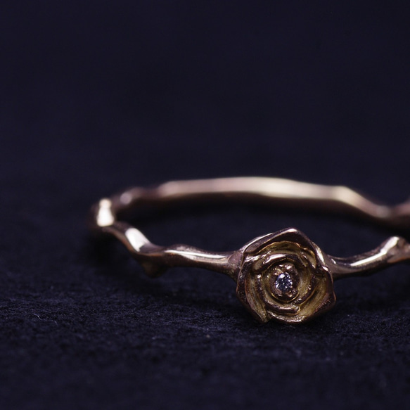 薔薇の指輪(K10,ダイヤ) 5枚目の画像