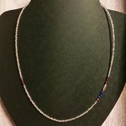 天然石　ラブラドライトとガーネットとラピスラズリのネックレス　カレンシルバー×silve925　宝石質 1枚目の画像